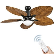 Dextrus 52 inch Tropical Ceiling Fans with LED Light and Remote, Fan Light with Memory Function, 3 Speed \u0026 Lights Colors Changing, 5 blades